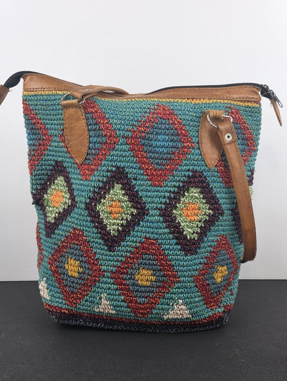 Bamboo Threads Handcrafted Guatemala Cotton Woven Boho Geometric Tote Bag